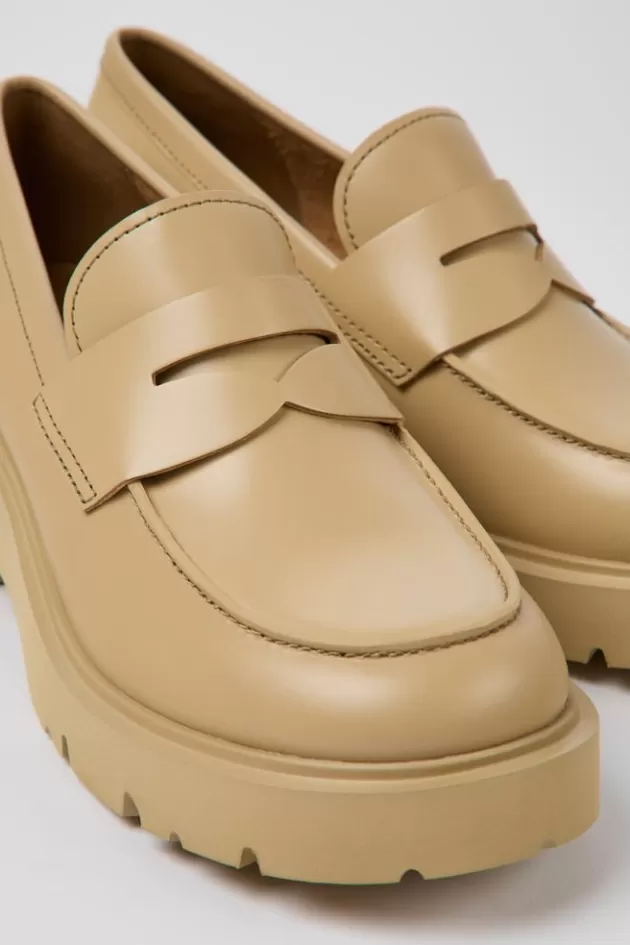 Hot Camper Beige Leren Damesloafers