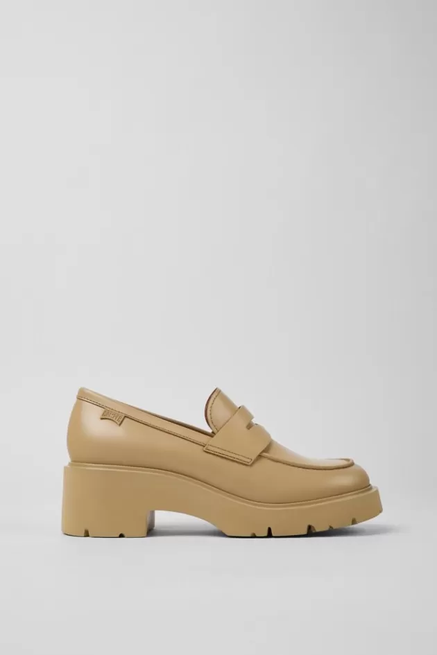 Hot Camper Beige Leren Damesloafers