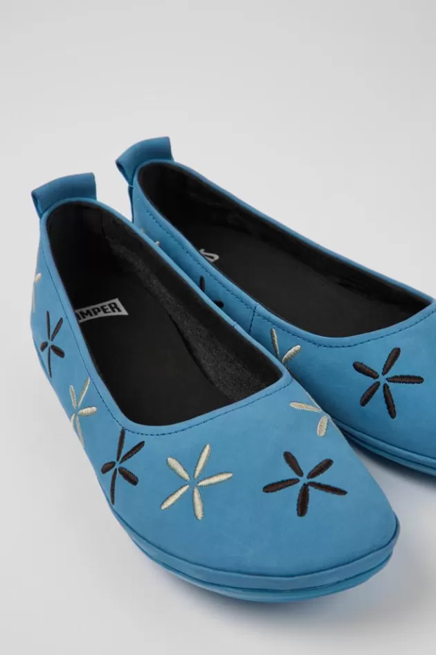 Best Camper Blauwe Nubuck Ballerina'S Voor Dames