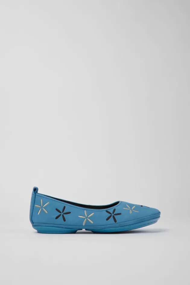 Best Camper Blauwe Nubuck Ballerina'S Voor Dames