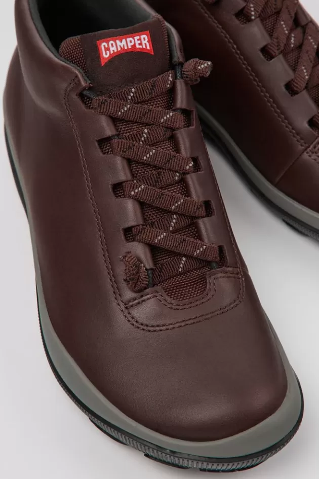 Clearance Camper Bordeaux Leren Damessneakers