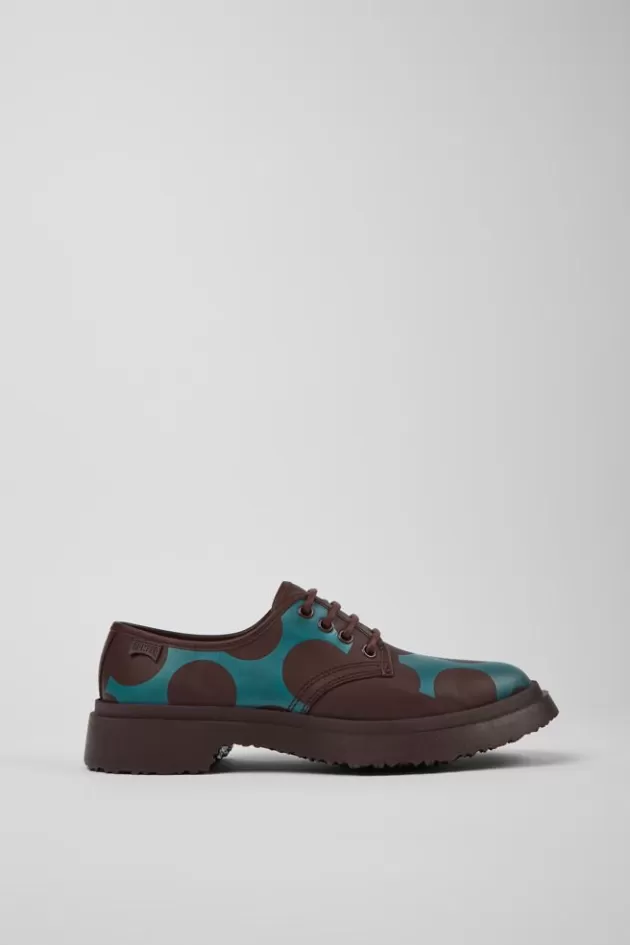 Online Camper Bordeaux Met Blauwe Leren Damesschoenen