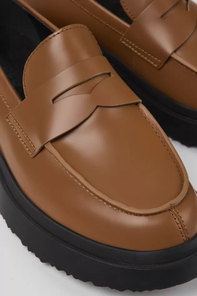 Store Camper Bruine Leren Damesloafers