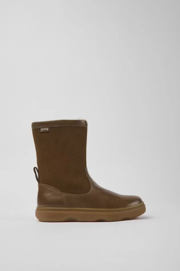 Cheap Camper Bruine Leren En Nubuck Kinderlaarzen