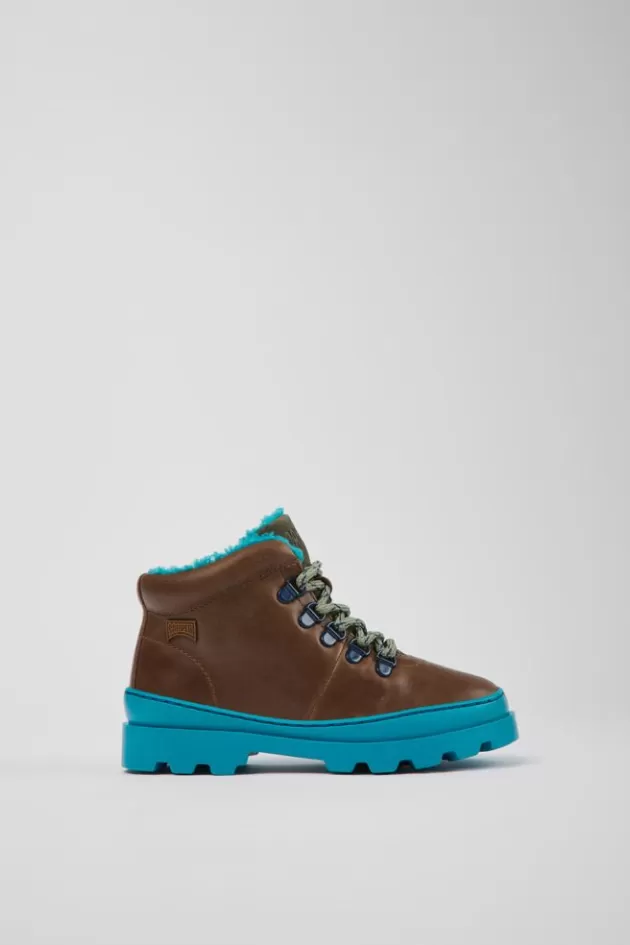 Cheap Camper Bruine Leren En Stoffen Kinder-Enkelboots