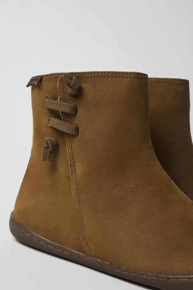 Best Sale Camper Bruine Nubuck Enkellaarzen Voor Dames