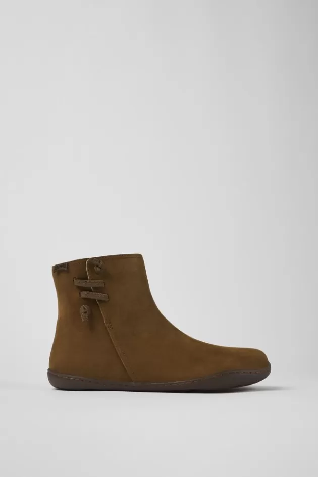 Best Sale Camper Bruine Nubuck Enkellaarzen Voor Dames