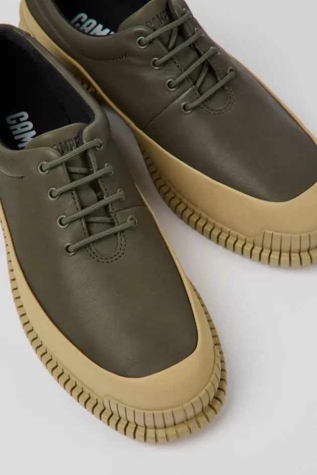 Online Camper Groen-Beige Leren Damesschoenen