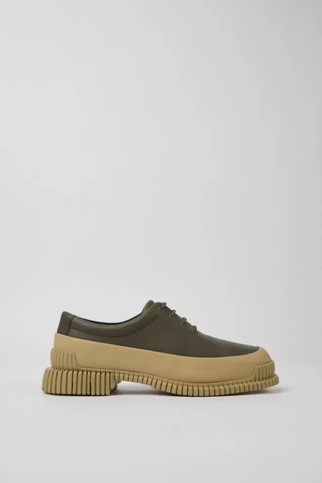 Online Camper Groen-Beige Leren Damesschoenen