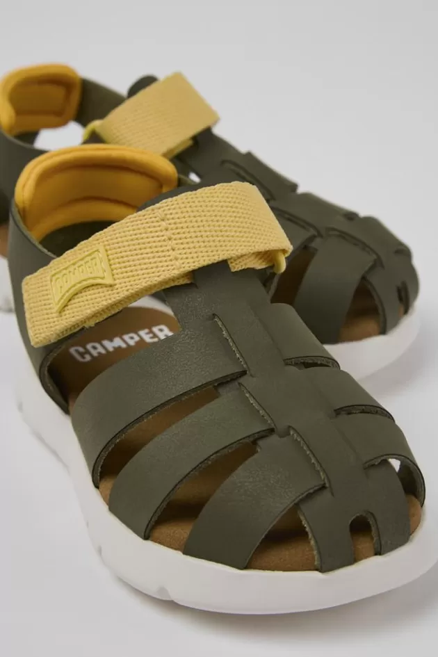 Best Sale Camper Groene Kindersandalen Van Leer En Stof