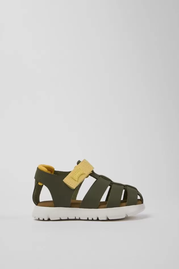 Best Sale Camper Groene Kindersandalen Van Leer En Stof