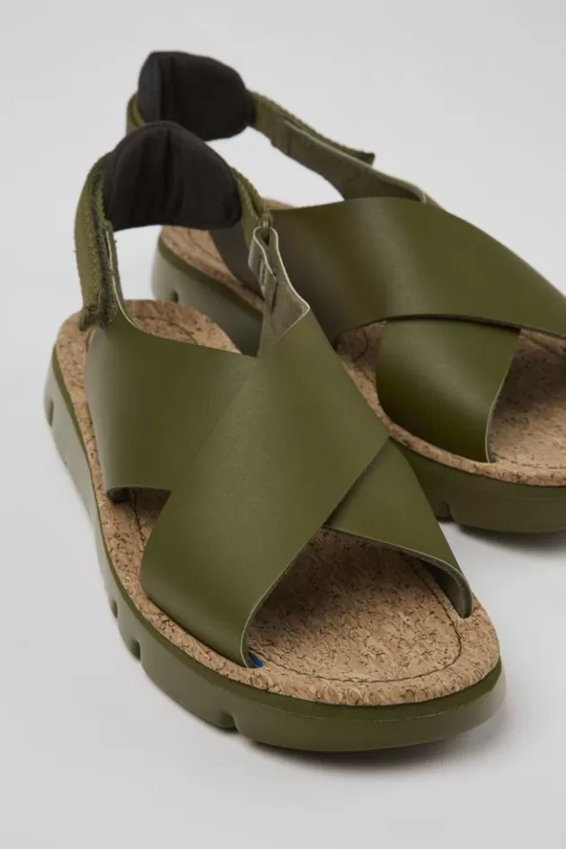 New Camper Groene Sandaal Van Leer/Textiel Voor Dames