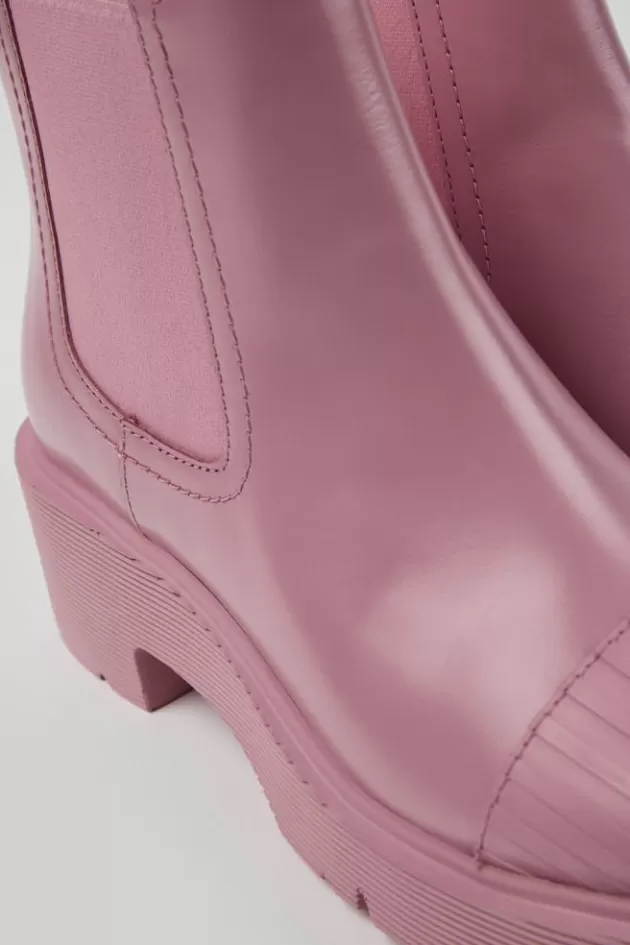 Discount Camper Roze Leren Chelseaboots Voor Dames