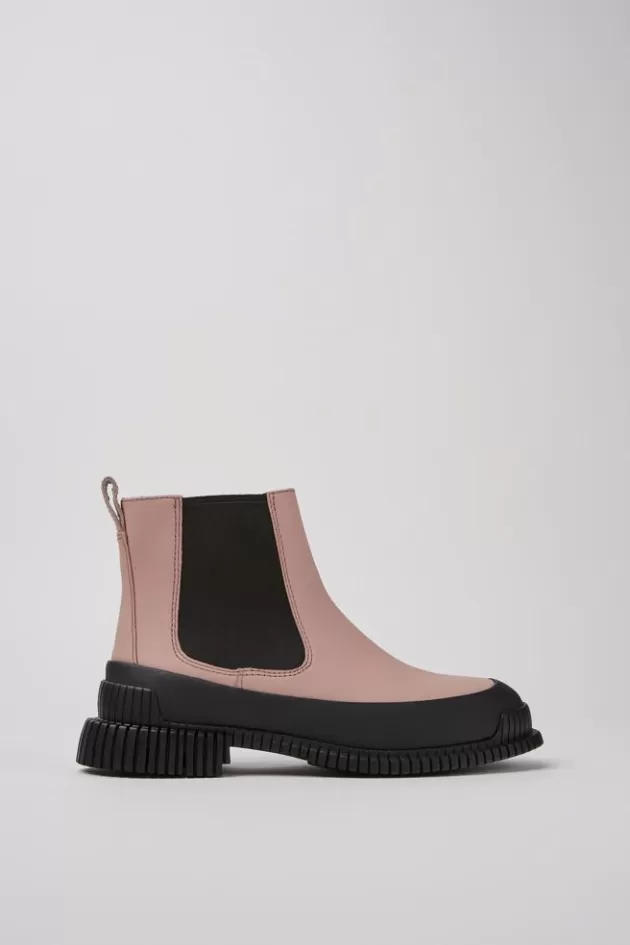 Cheap Camper Roze Met Zwarte Leren Chelseaboots Voor Dames