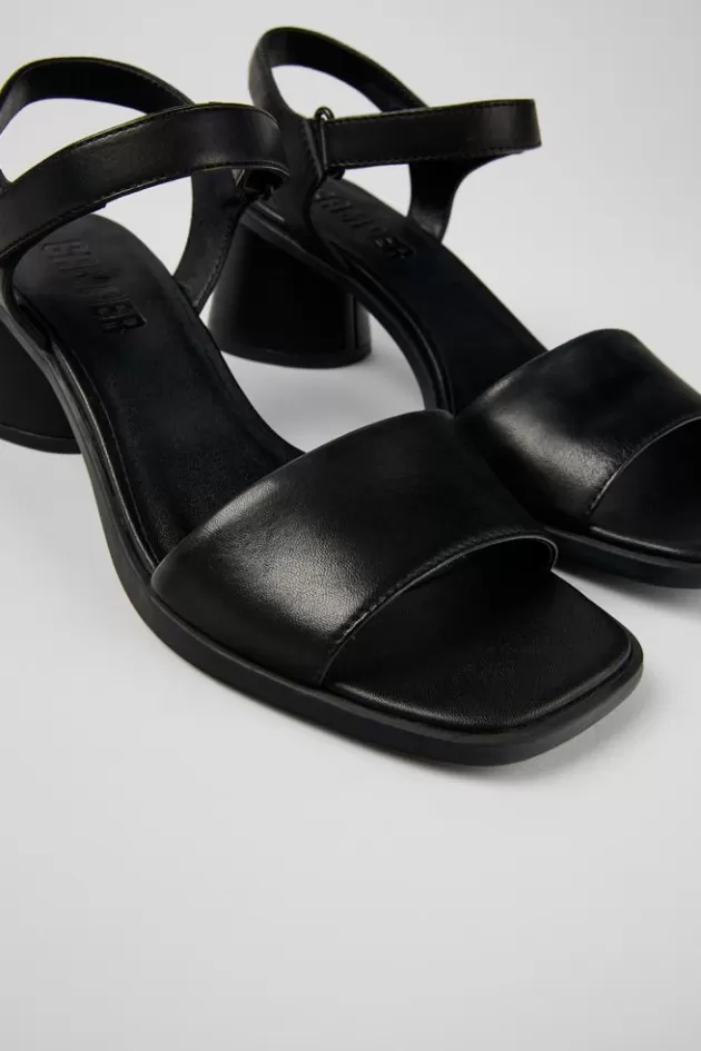 Clearance Camper Zwarte Leren Sandaal Voor Dames