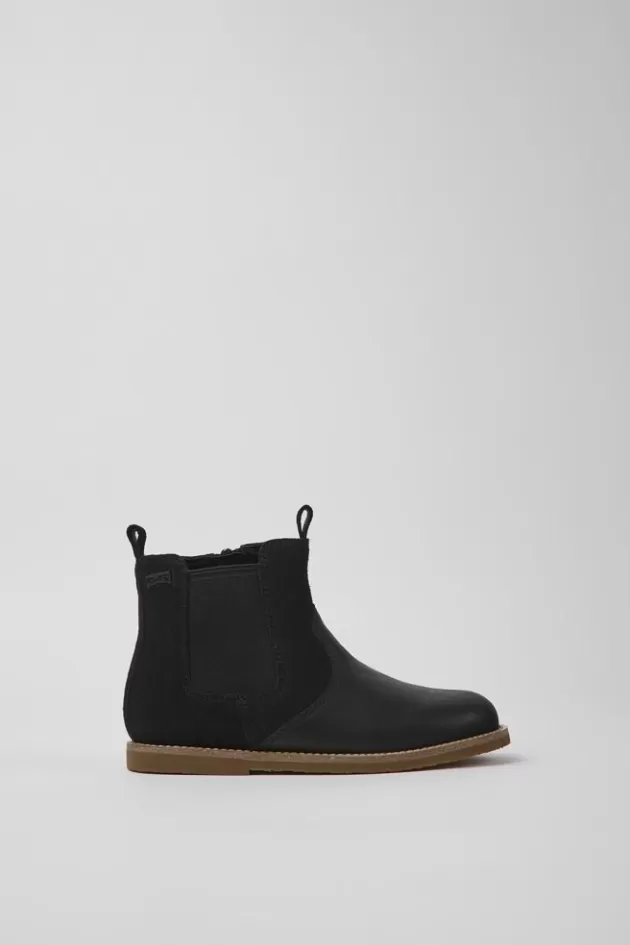 Store Camper Zwarte Nubuck En Leren Kinder-Enkellaarzen